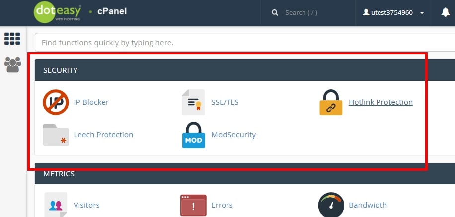 تنظیمات امنیتی Security در سی پنل